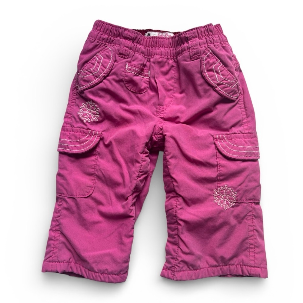 Baby Gap Pink Fleece Lined Snowflake Cargo Pants Y2K Infant 6–12 Months (2007)